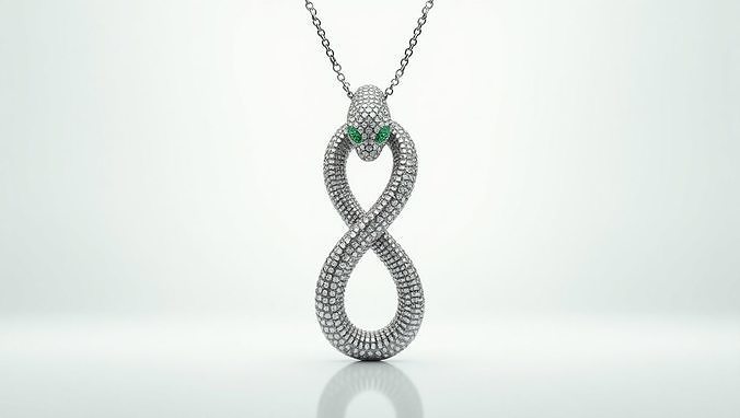 Diamond Snake Pendant 3D Model Low-poly 3D model
