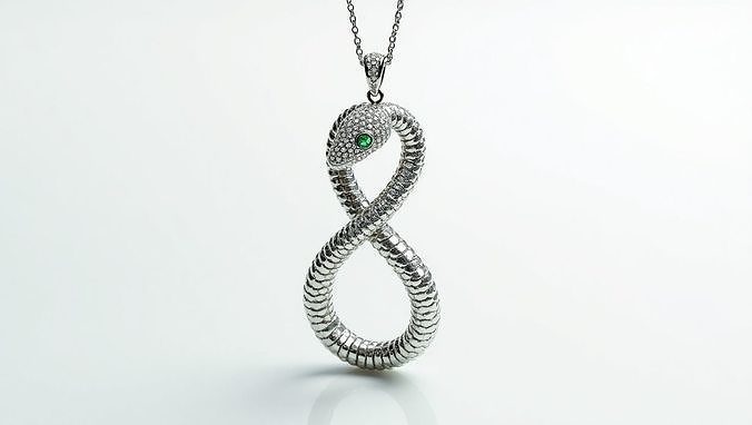 Silver Snake Pendant 3D Model Low-poly 3D model