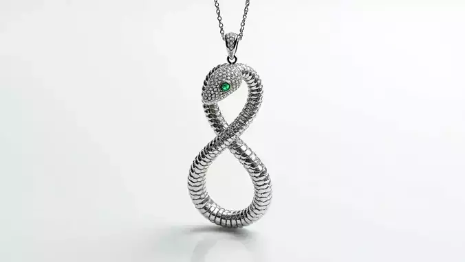 Silver Snake Pendant 3D Model