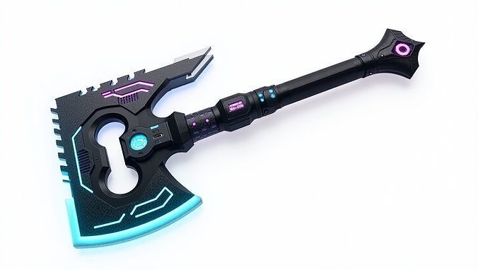 Cyberpunk Battle Axe 3D Model Low-poly 3D model