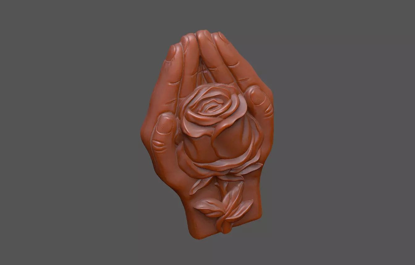 Hands and rose design 3D print model_3