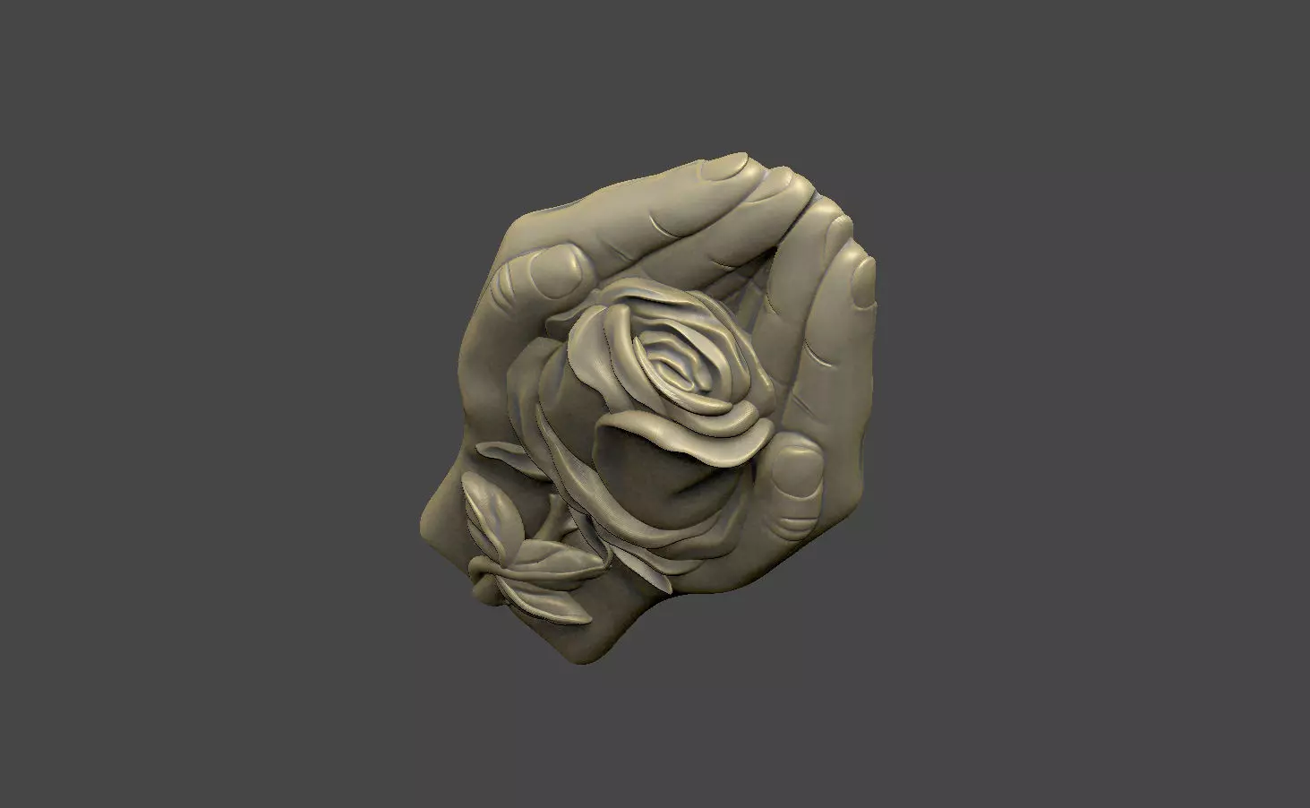Hands and rose design 3D print model_1