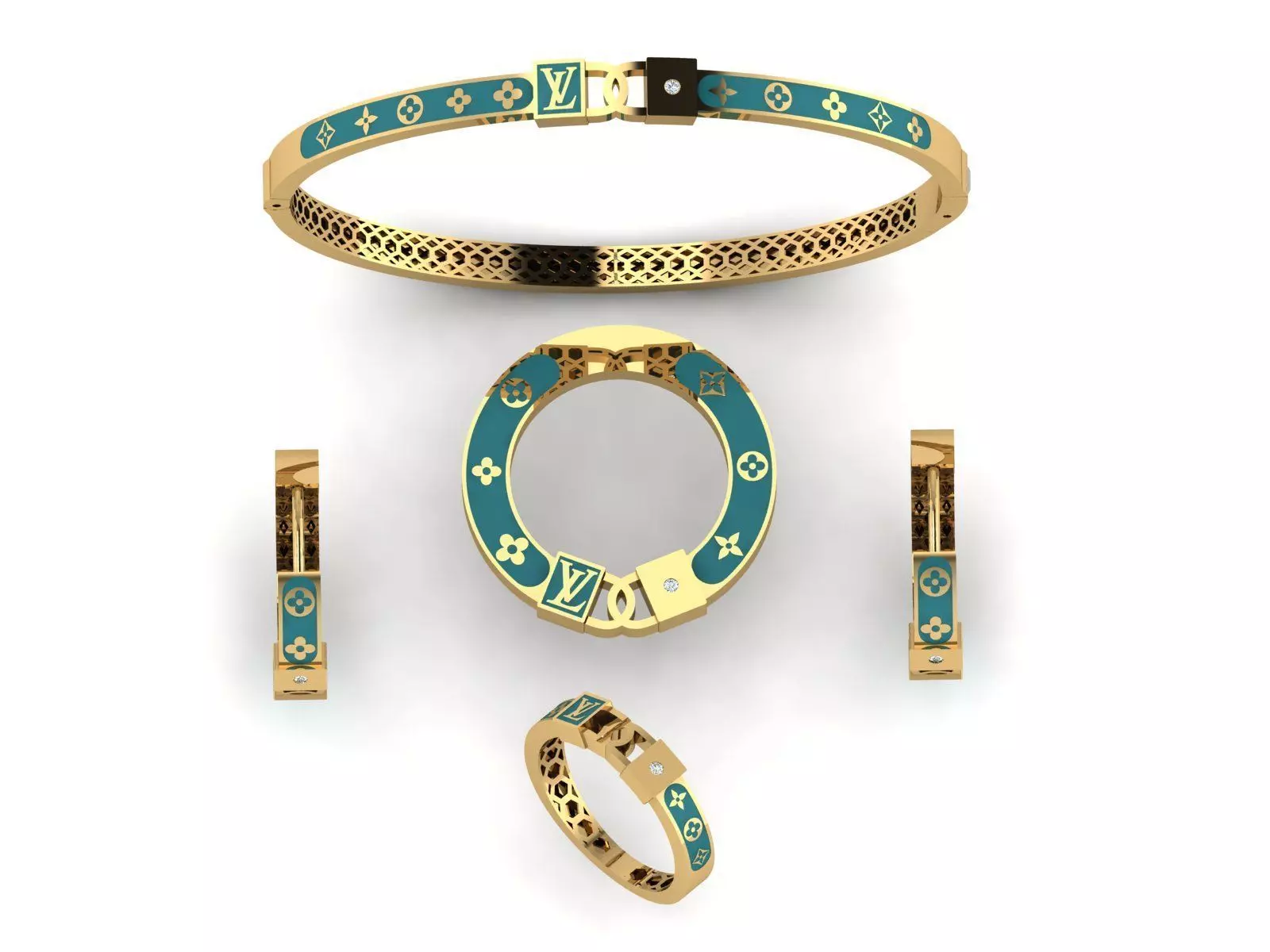 Branded enamel set 3D print model_0