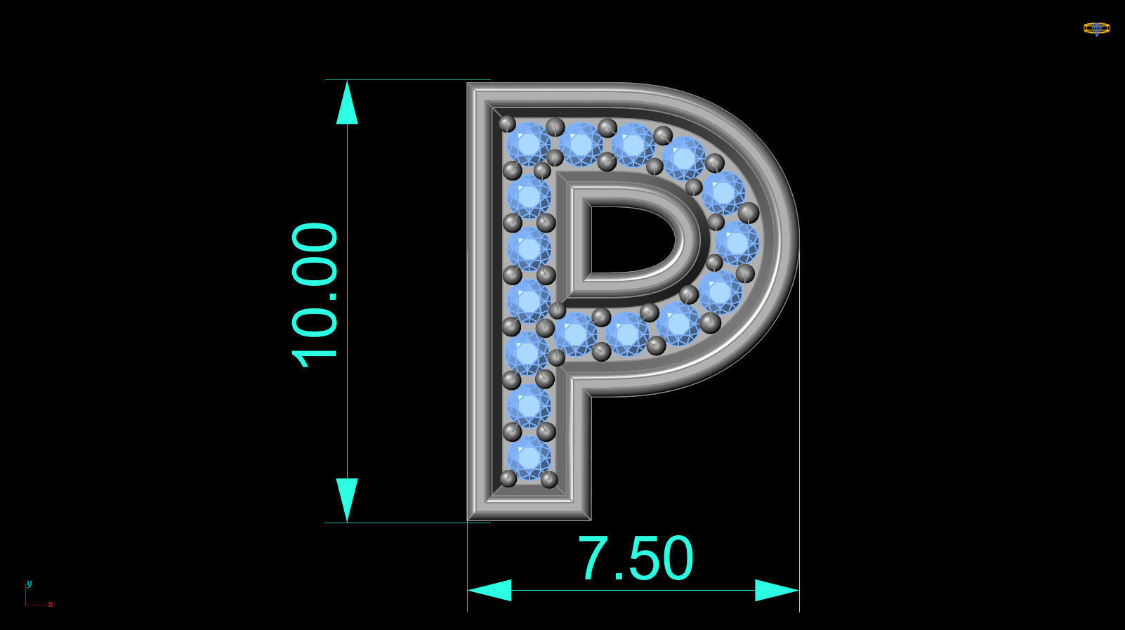 Initial Letter Pendant P 3D print model_3