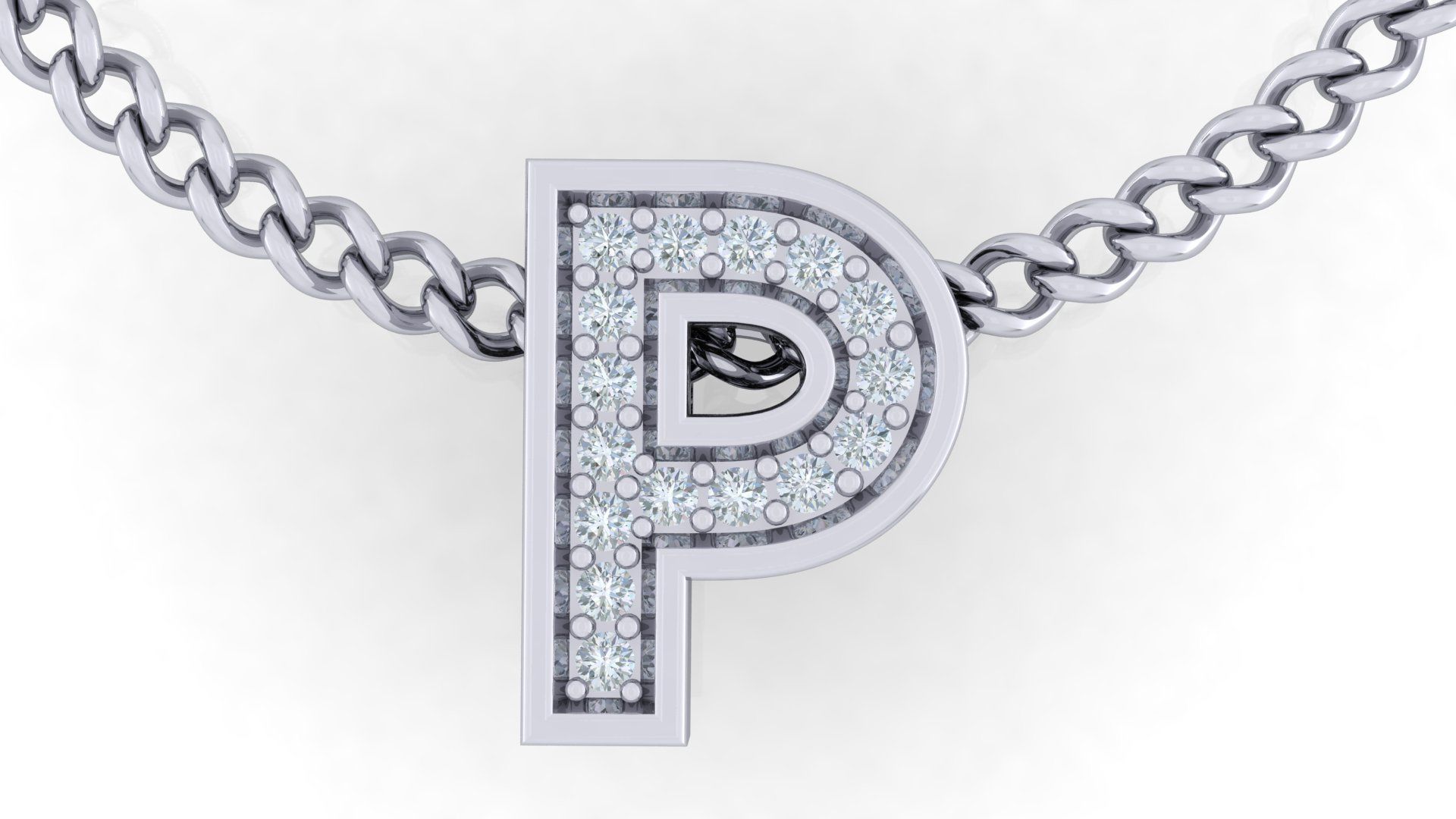 Initial Letter Pendant P 3D print model_1