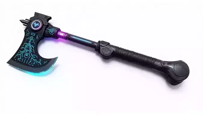 Cyber Viking Axe 3D Model
