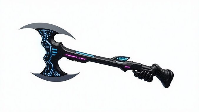 Cyberpunk Double Axe 3D Model Low-poly 3D model