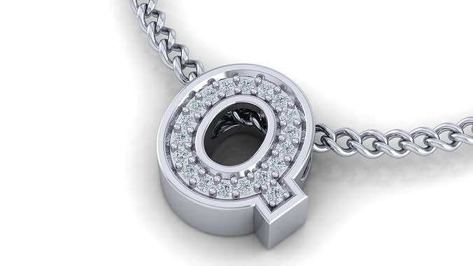 Initial Letter Pendant Q 3D print model