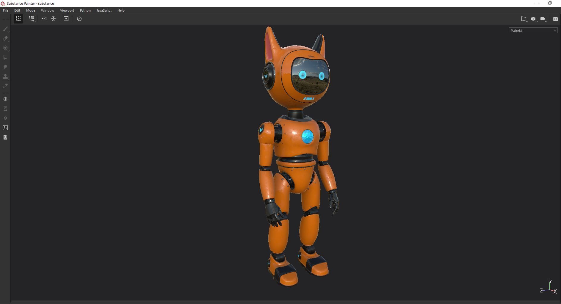 Cute Cat-Eared Sci-Fi Robot Low-poly 3D model_19