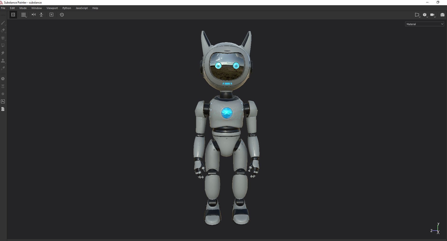 Cute Cat-Eared Sci-Fi Robot Low-poly 3D model_14
