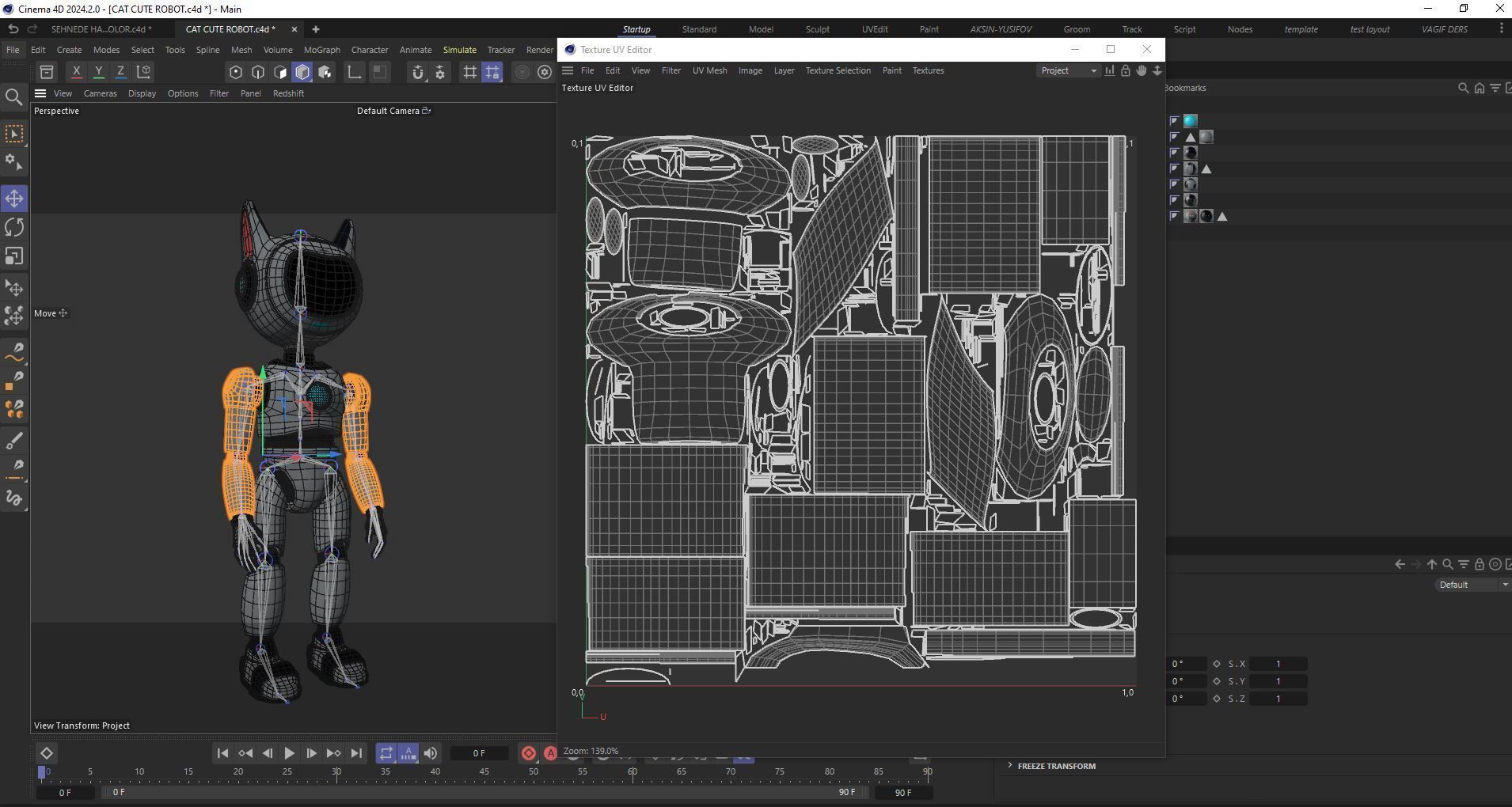 Cute Cat-Eared Sci-Fi Robot Low-poly 3D model_30