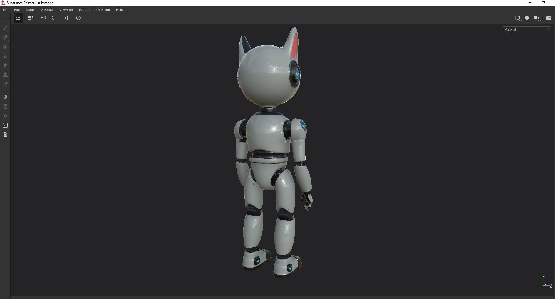 Cute Cat-Eared Sci-Fi Robot Low-poly 3D model_16