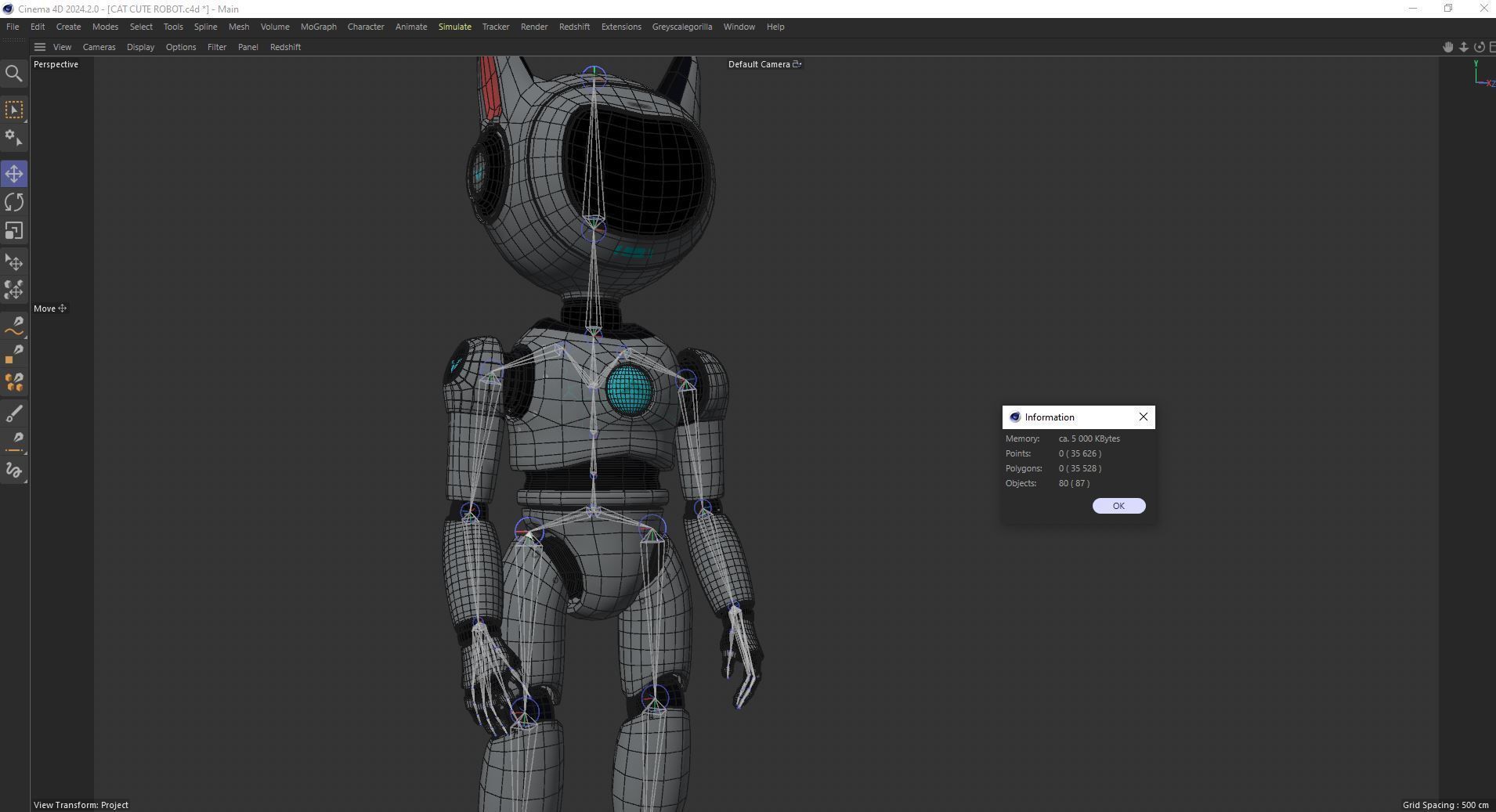 Cute Cat-Eared Sci-Fi Robot Low-poly 3D model_29