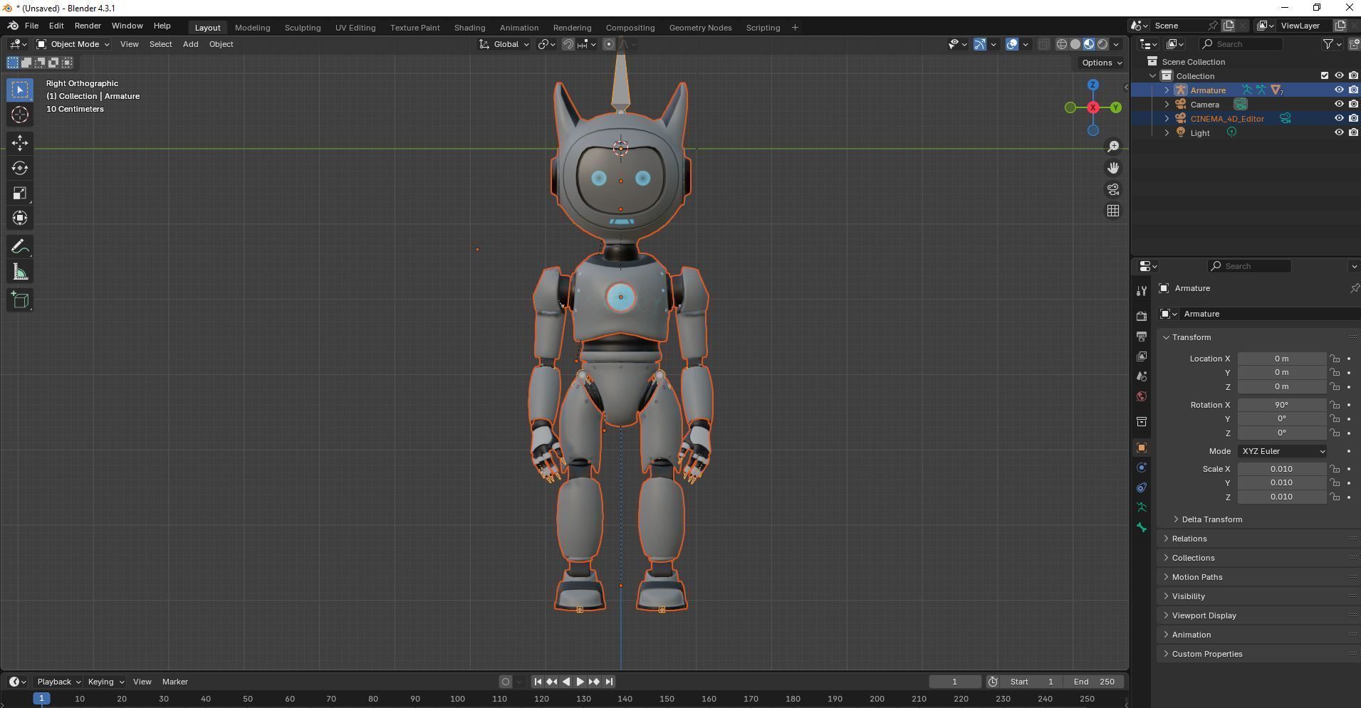Cute Cat-Eared Sci-Fi Robot Low-poly 3D model_21