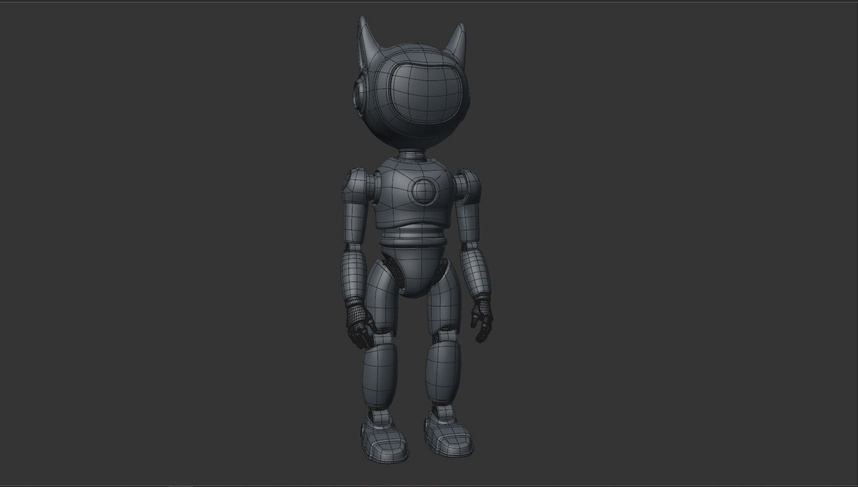 Cute Cat-Eared Sci-Fi Robot Low-poly 3D model_24