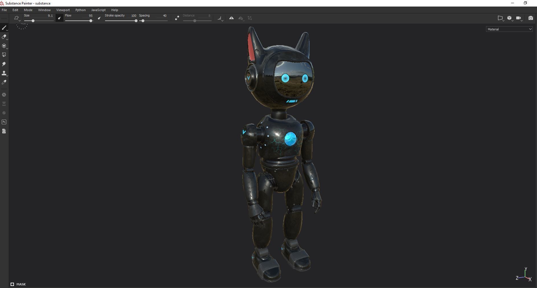 Cute Cat-Eared Sci-Fi Robot Low-poly 3D model_18