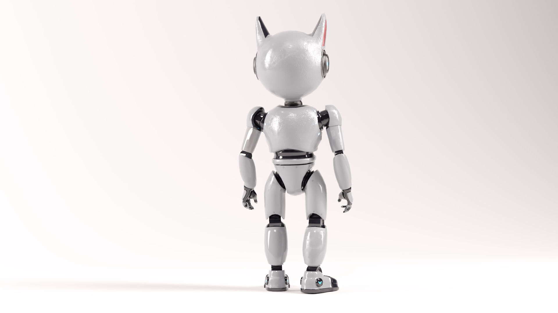 Cute Cat-Eared Sci-Fi Robot Low-poly 3D model_7