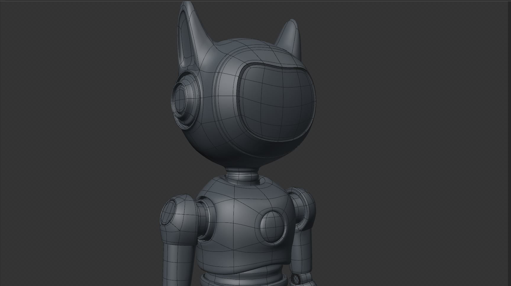 Cute Cat-Eared Sci-Fi Robot Low-poly 3D model_26