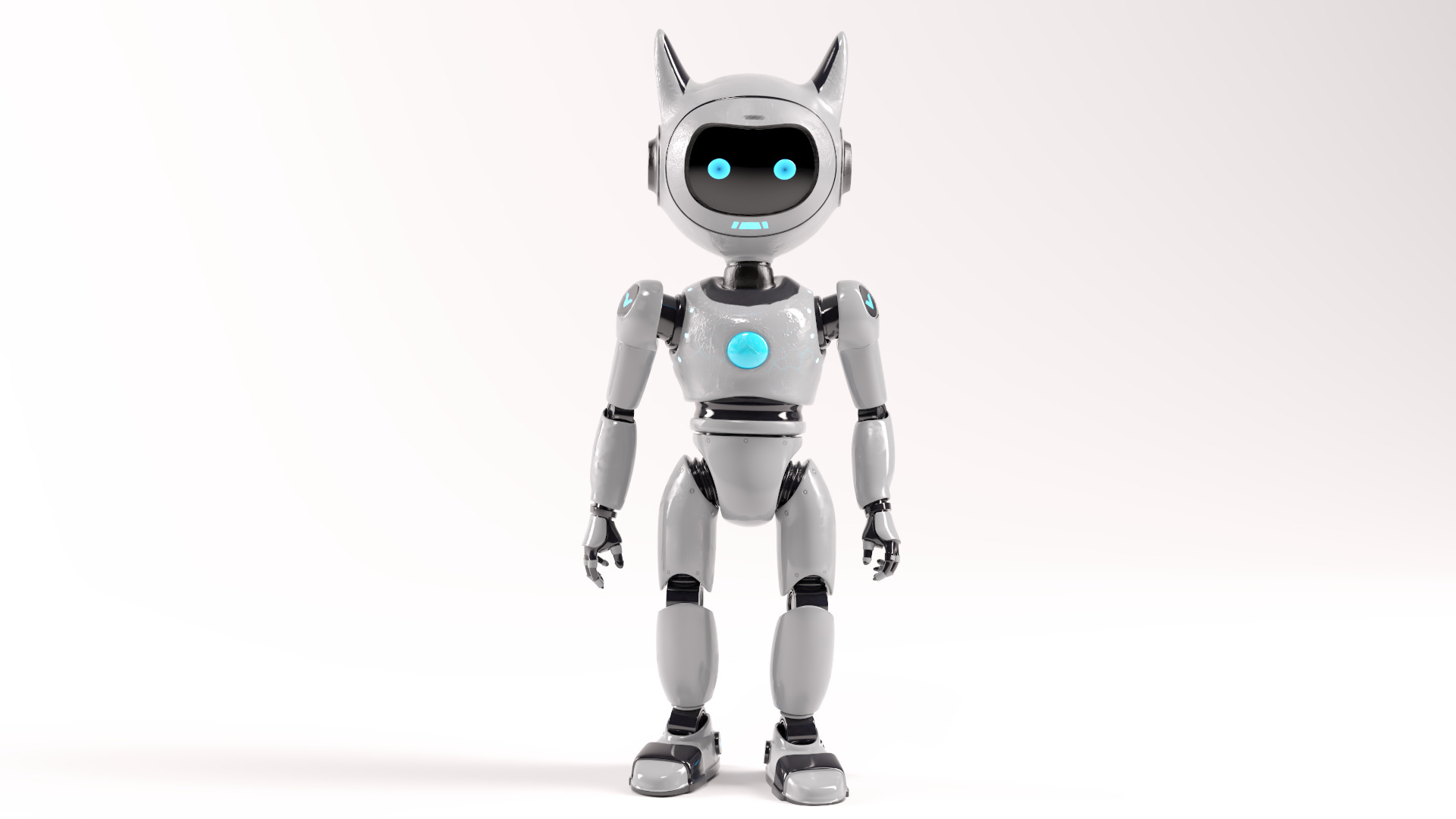Cute Cat-Eared Sci-Fi Robot Low-poly 3D model_5