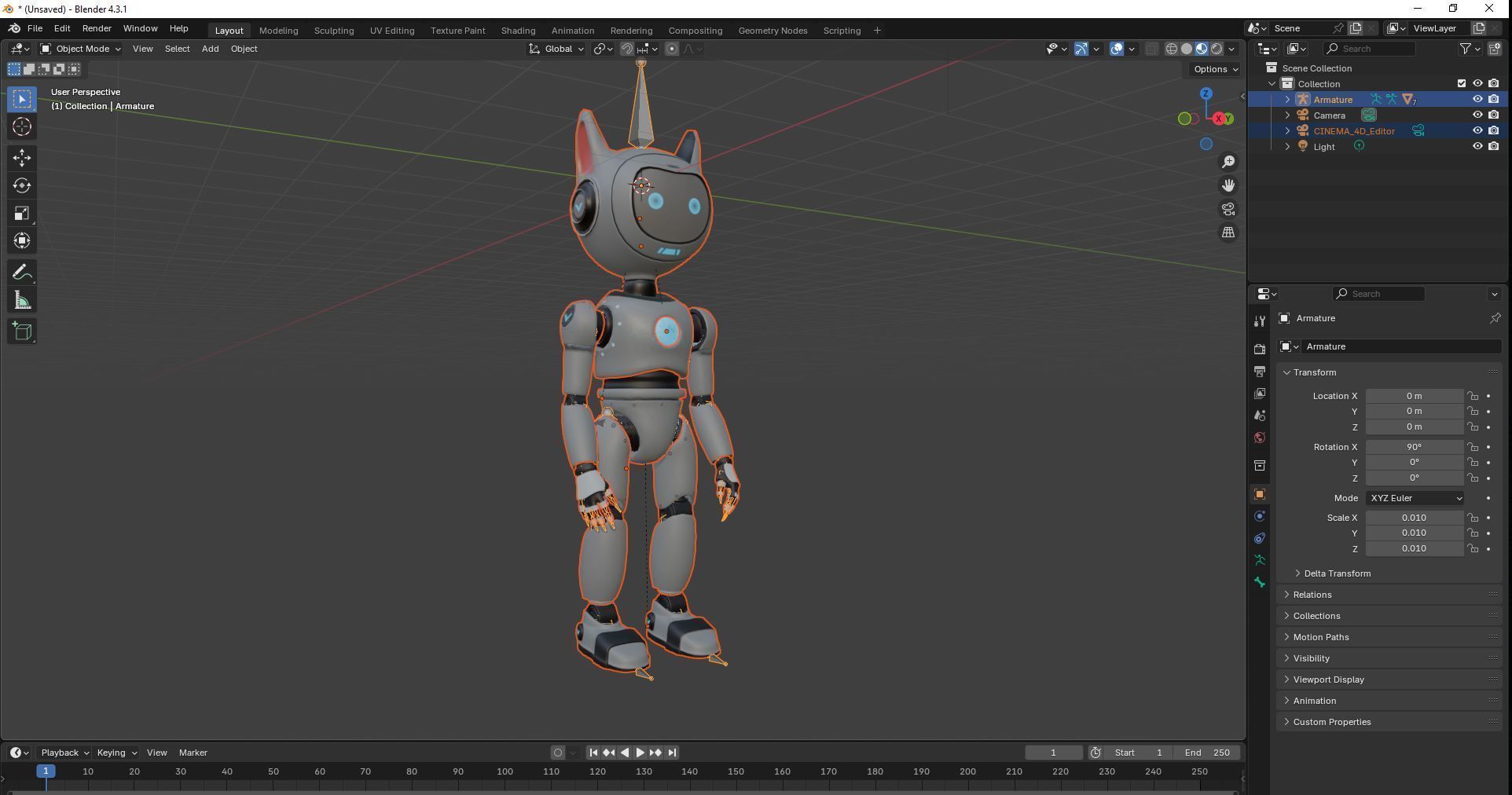 Cute Cat-Eared Sci-Fi Robot Low-poly 3D model_20