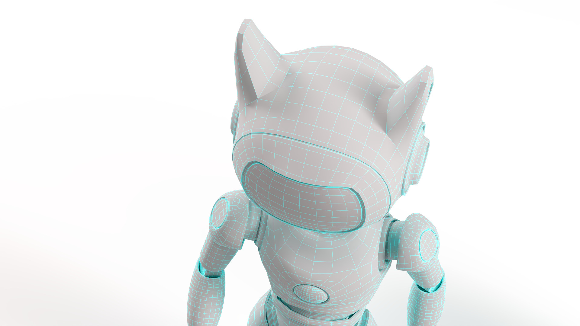 Cute Cat-Eared Sci-Fi Robot Low-poly 3D model_12