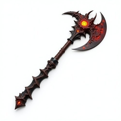 Red Demon Battle Axe 3D Model Low-poly 3D model