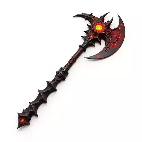 Red Demon Battle Axe 3D Model Low-poly 3D model
