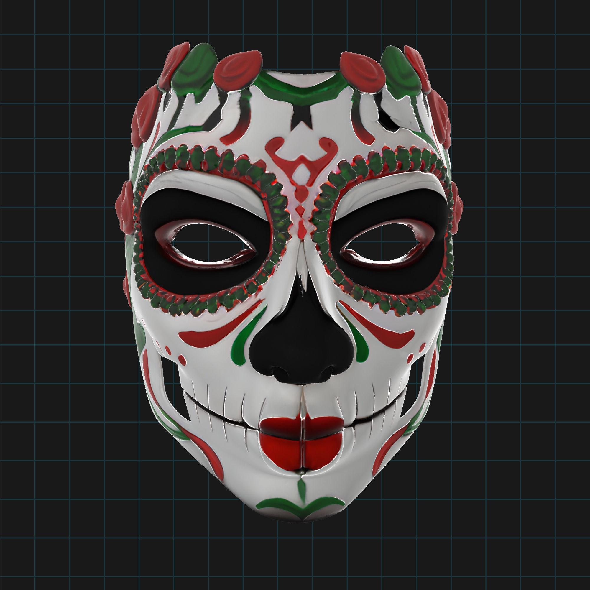 Day of the Dead Sugar Skull Mask Mexican Calavera Face Mask 3D print model_2