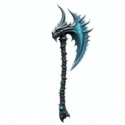 Blue Frost Dragon axe 3D Model Low-poly 3D model