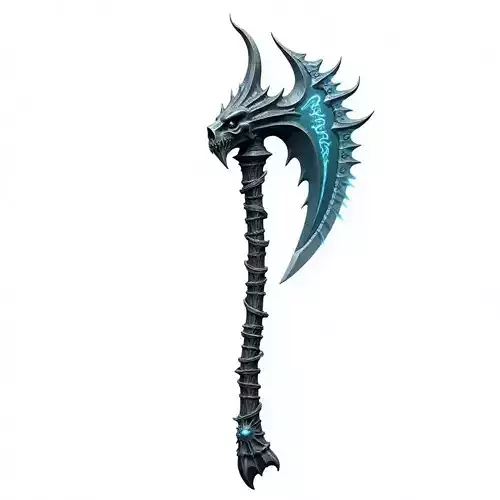 Blue Frost Dragon axe 3D Model Low-poly 3D model