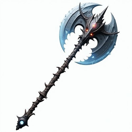 Blue Lunar Eclipse Battle Axe 3D Model Low-poly 3D model