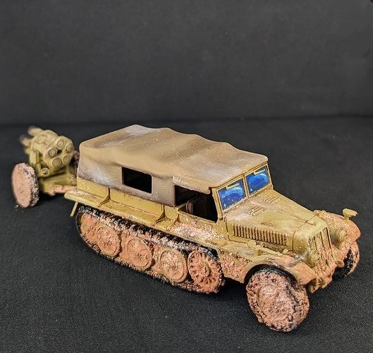 Sd Kfz 10-2 Demag with 21cm Nebelwerfer 3D print model