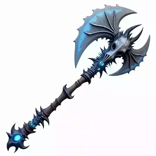 Blue Dragon Skull Battle Axe 3D Model Low-poly 3D model