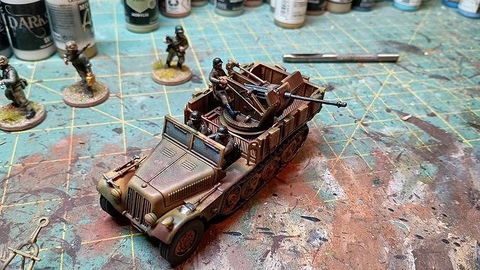 Sd Kfz 10-4 with 2cm Flak 30 3D print model