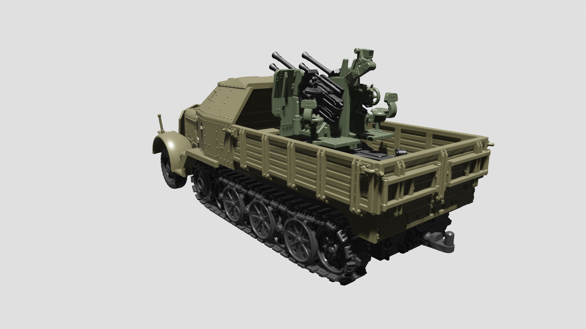 Sd Kfz 7-1 with 20mm Flakvierling 38 3D print model_3