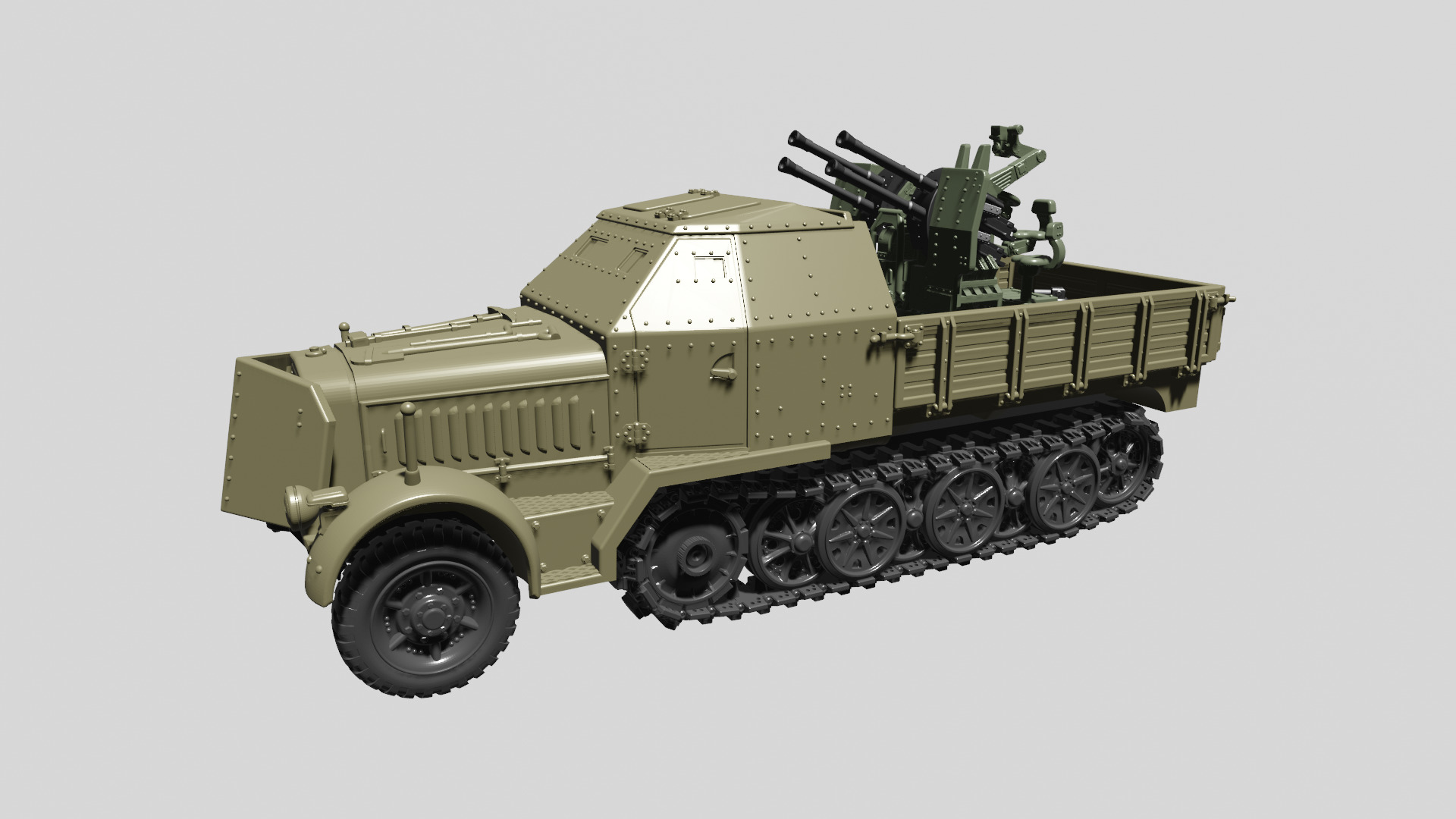 Sd Kfz 7-1 with 20mm Flakvierling 38 3D print model_2