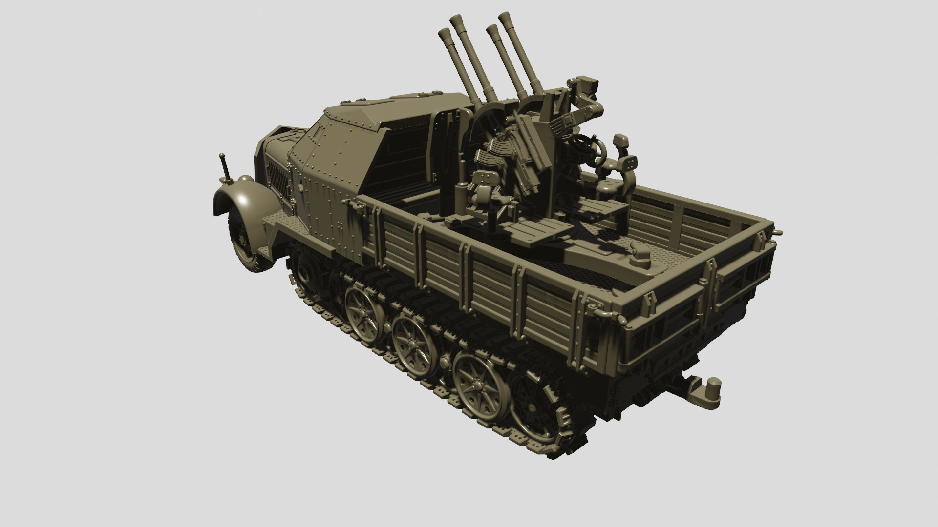 Sd Kfz 7-1 with 20mm Flakvierling 38 3D print model_17