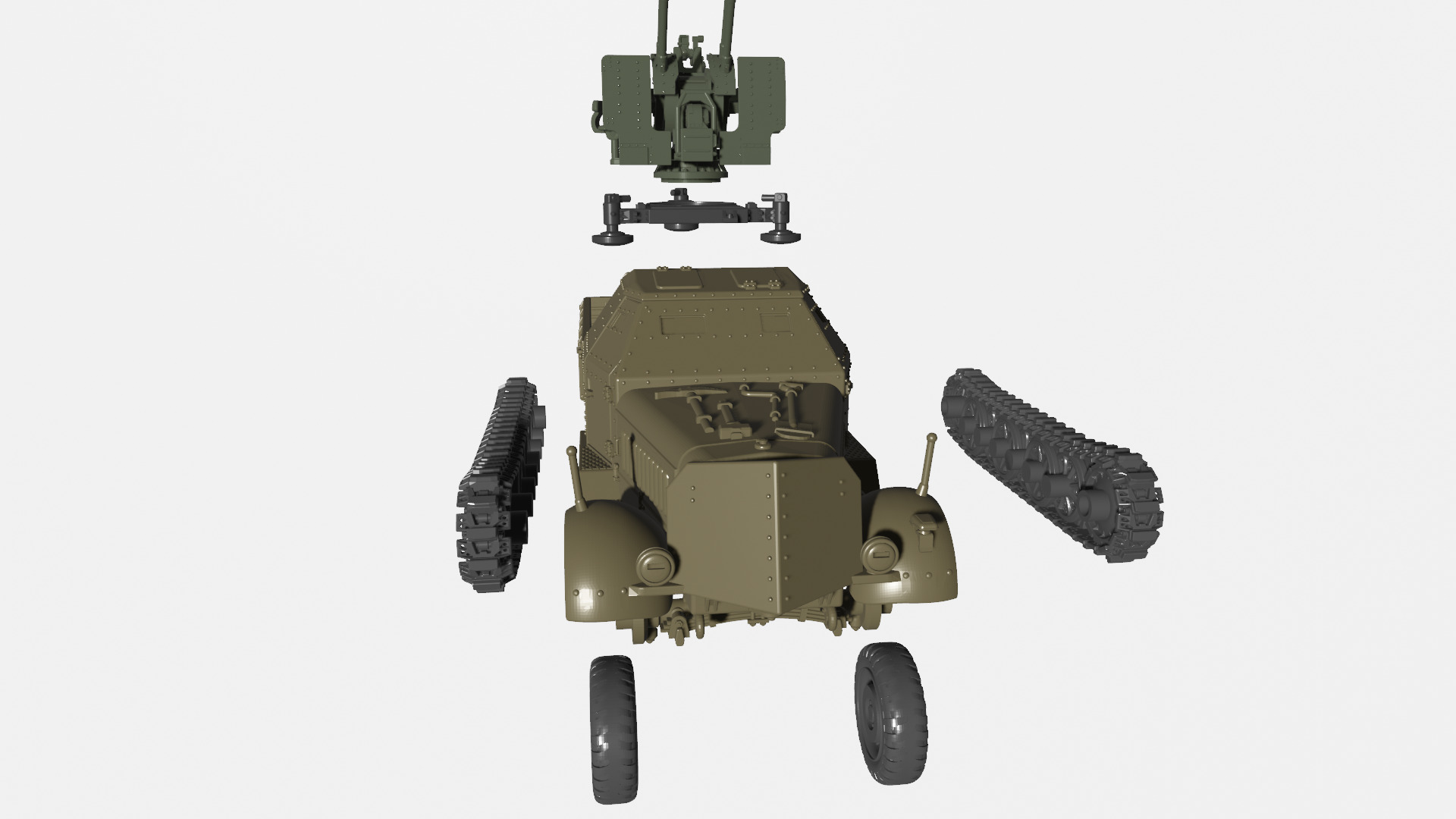 Sd Kfz 7-1 with 20mm Flakvierling 38 3D print model_15