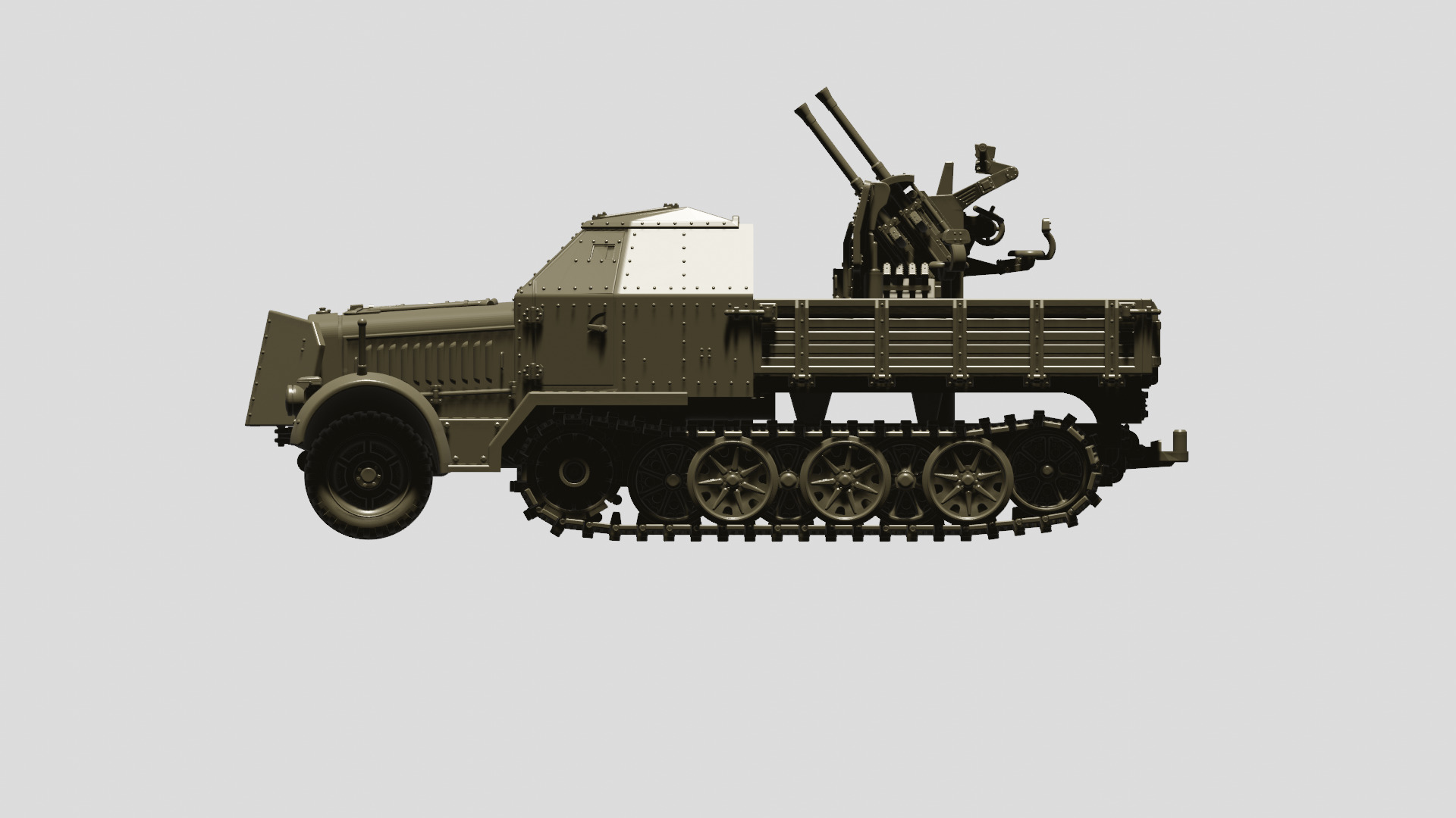 Sd Kfz 7-1 with 20mm Flakvierling 38 3D print model_18