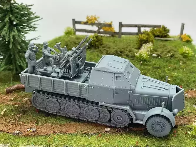 Sd Kfz 7-1 with 20mm Flakvierling 38 3D print model