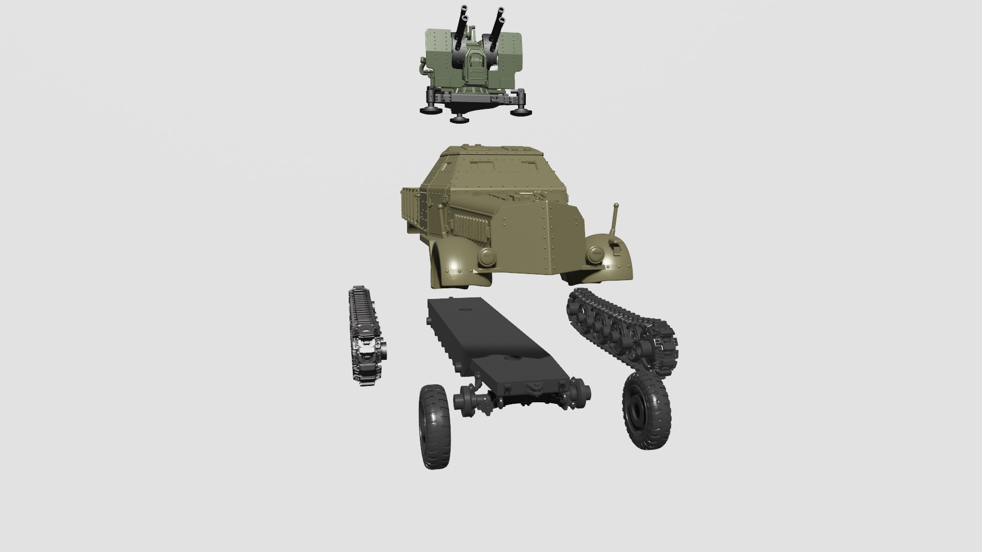 Sd Kfz 7-1 with 20mm Flakvierling 38 3D print model_14