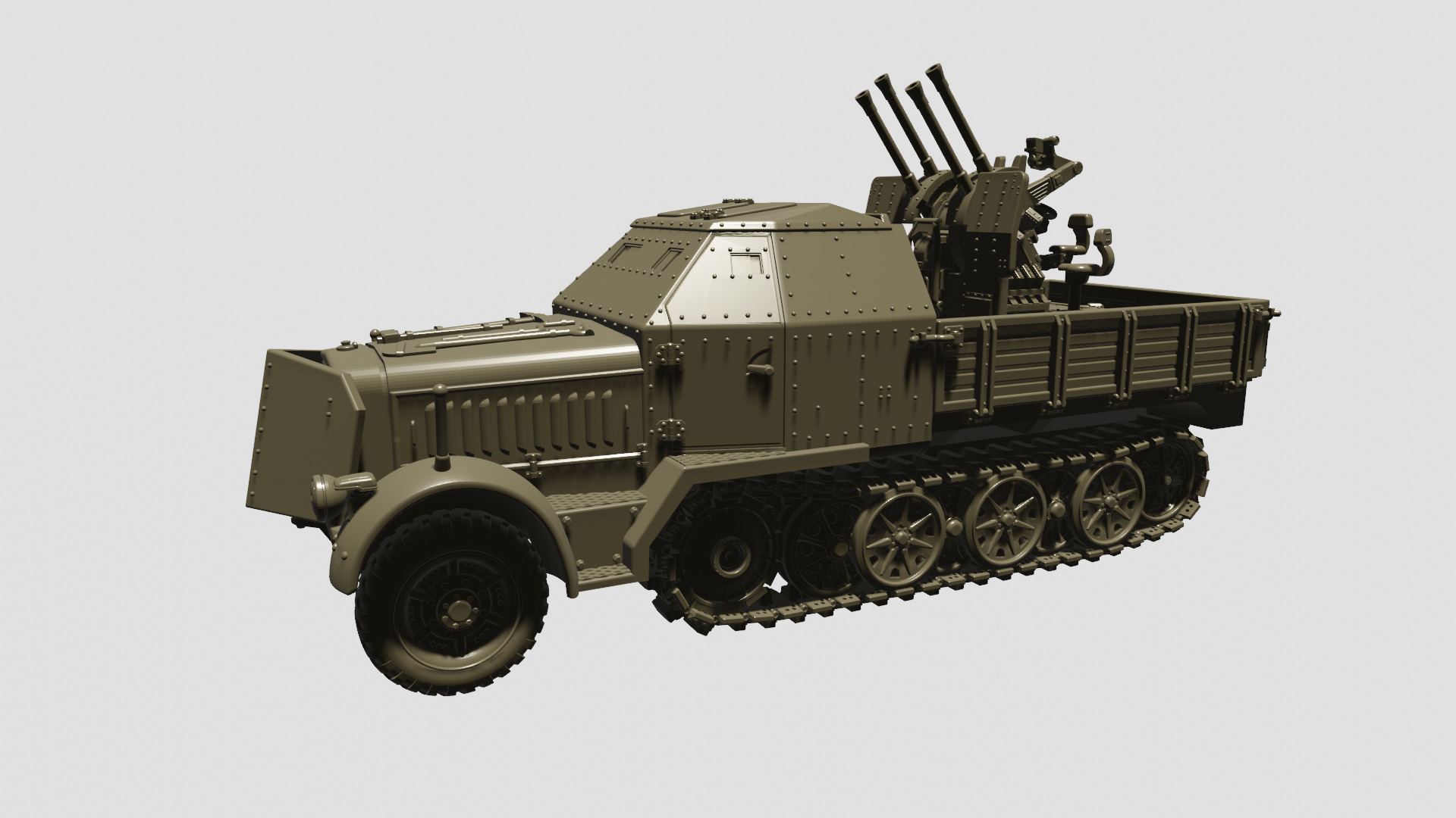 Sd Kfz 7-1 with 20mm Flakvierling 38 3D print model_16