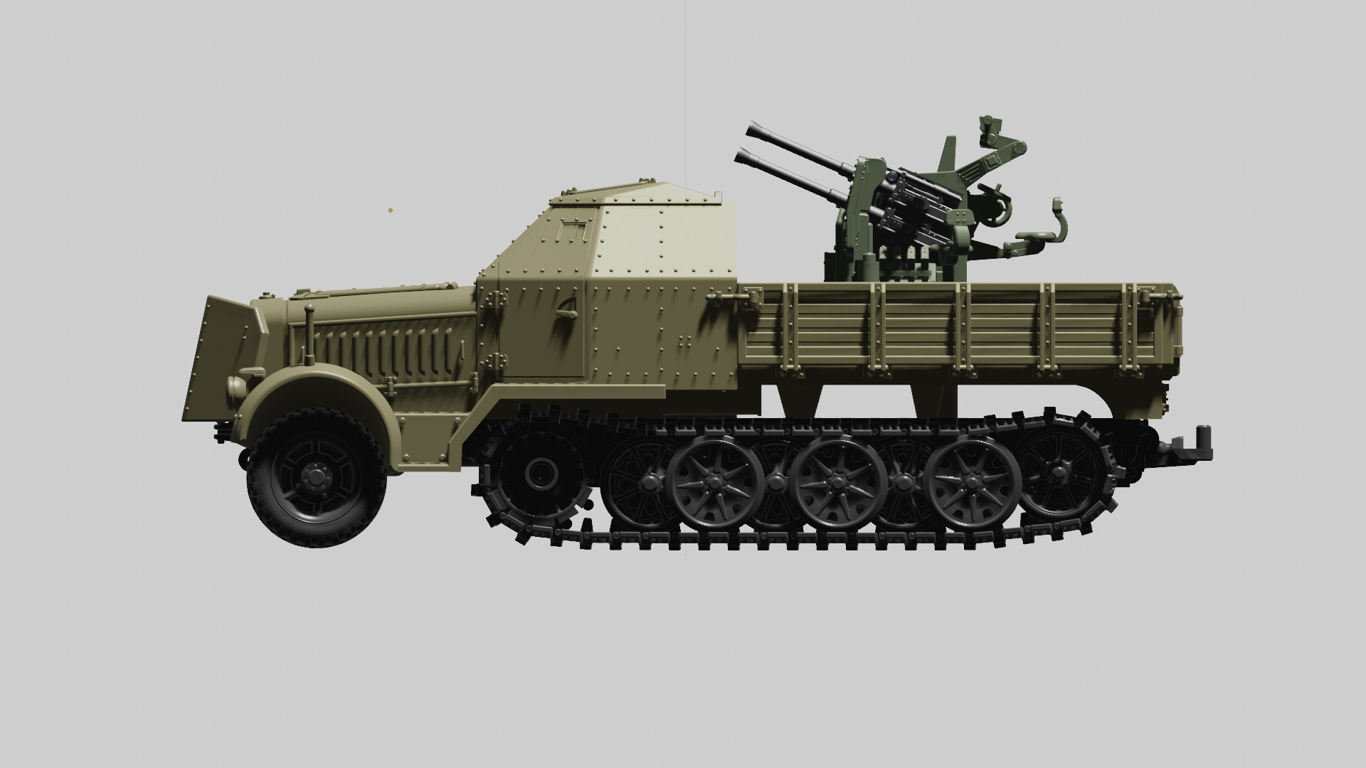 Sd Kfz 7-1 with 20mm Flakvierling 38 3D print model_9