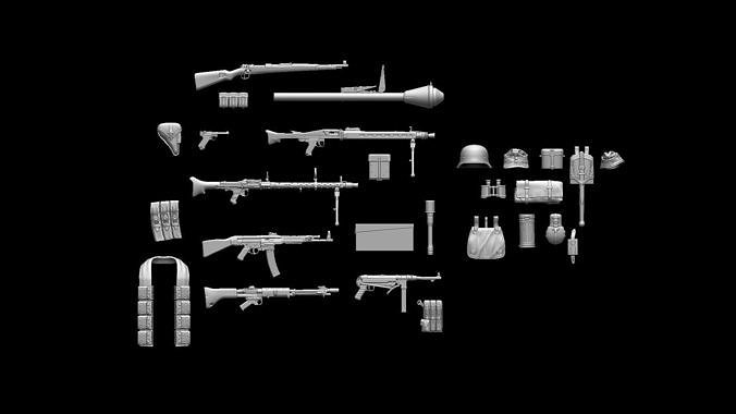 German equipment and weapon ww2 3D print model