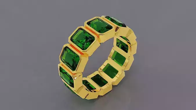 Bezel set radiant cut diamond eternity ring band