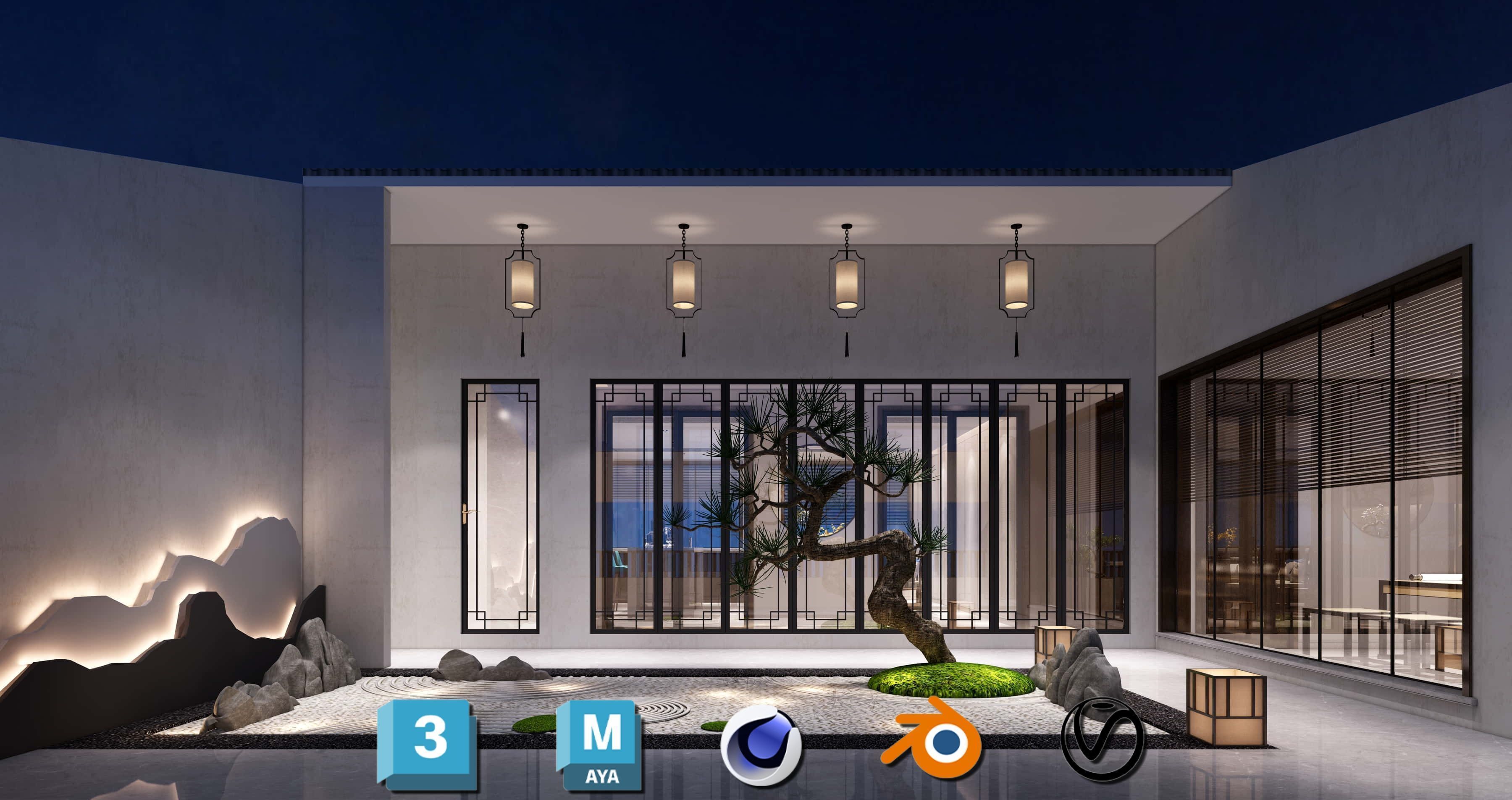 Photorealistic Balcony Garden Kit PBR Textures Modular 3D Models Low-poly 3D model_17