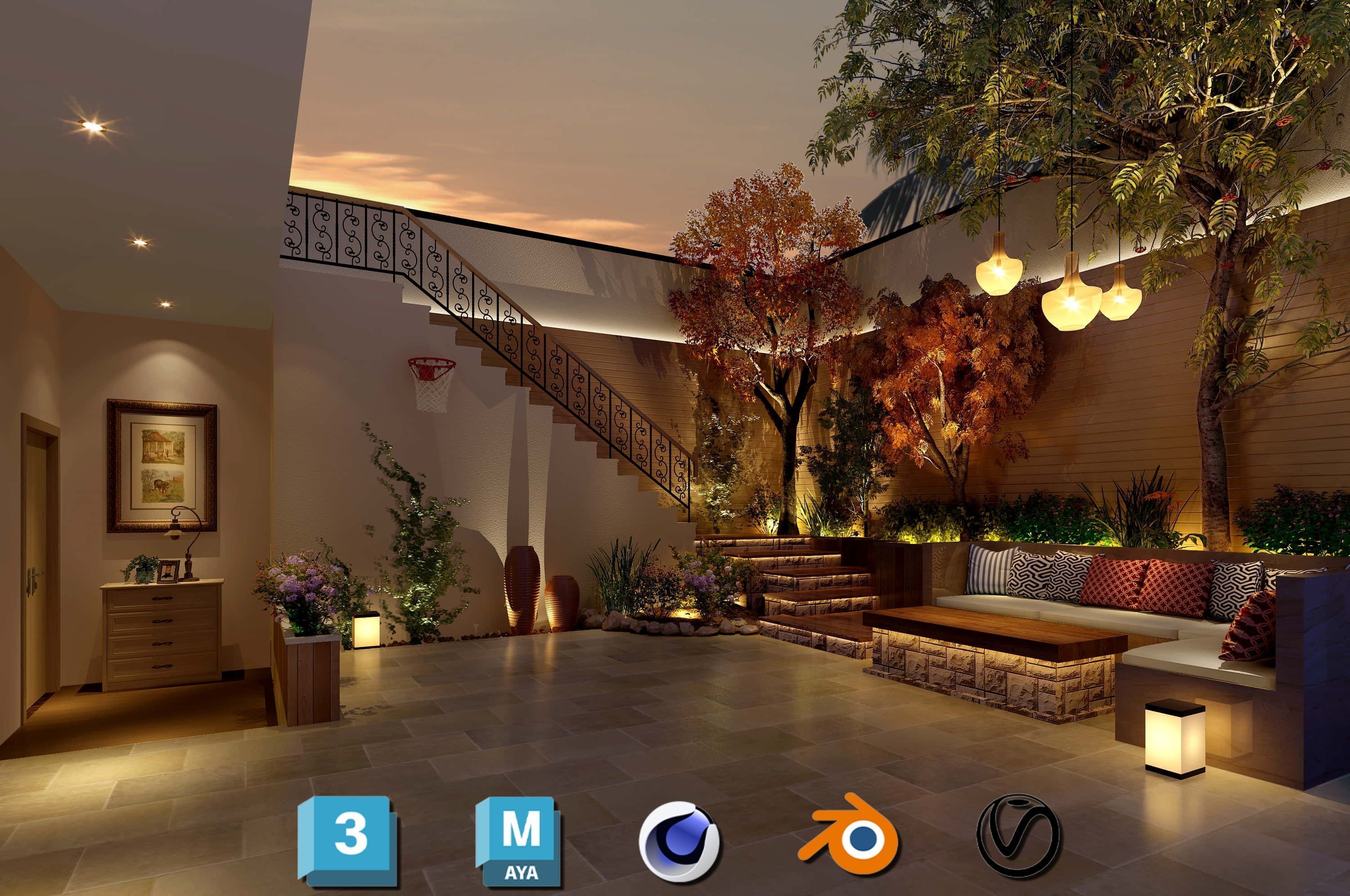 Photorealistic Balcony Garden Kit PBR Textures Modular 3D Models Low-poly 3D model_12