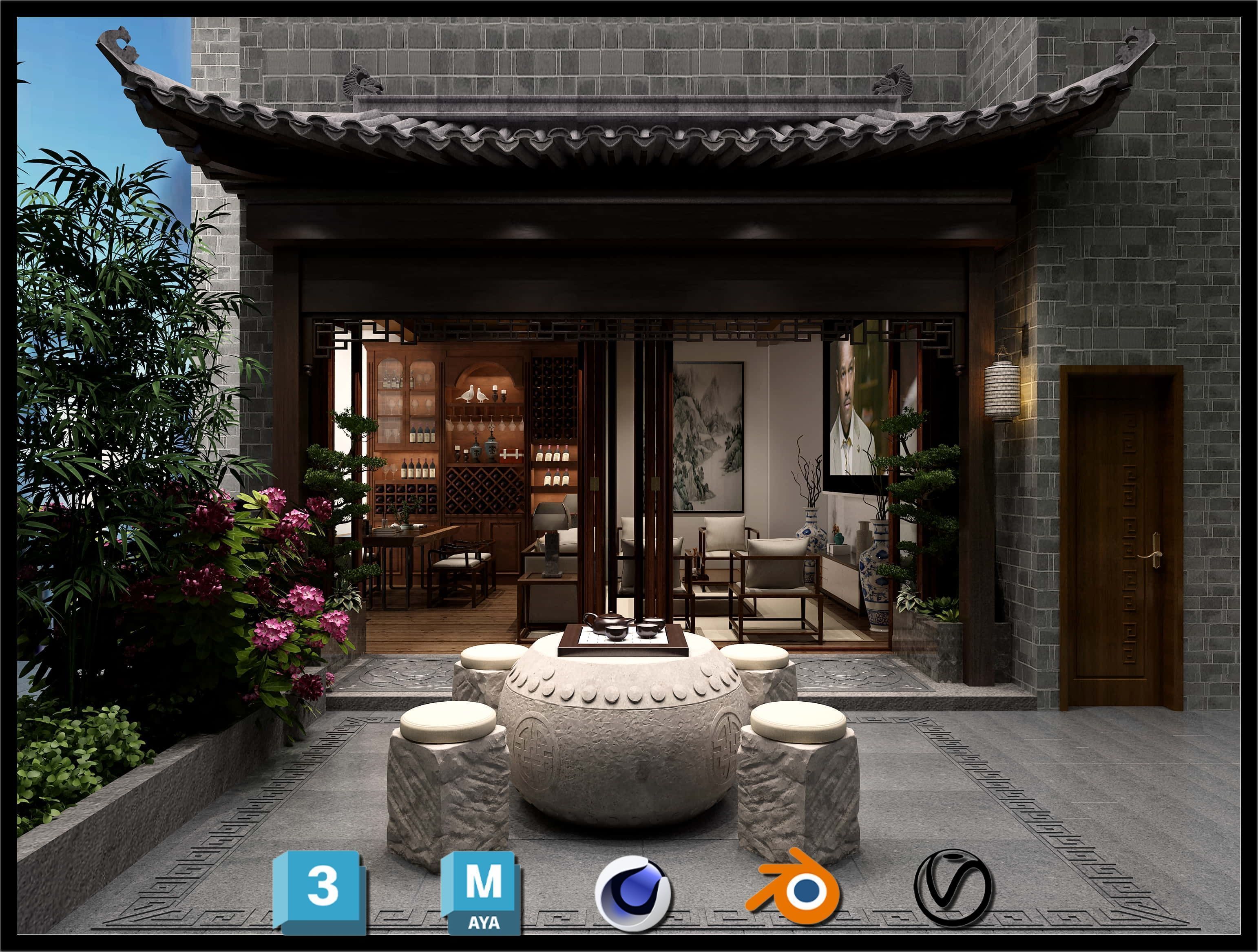 Photorealistic Balcony Garden Kit PBR Textures Modular 3D Models Low-poly 3D model_4