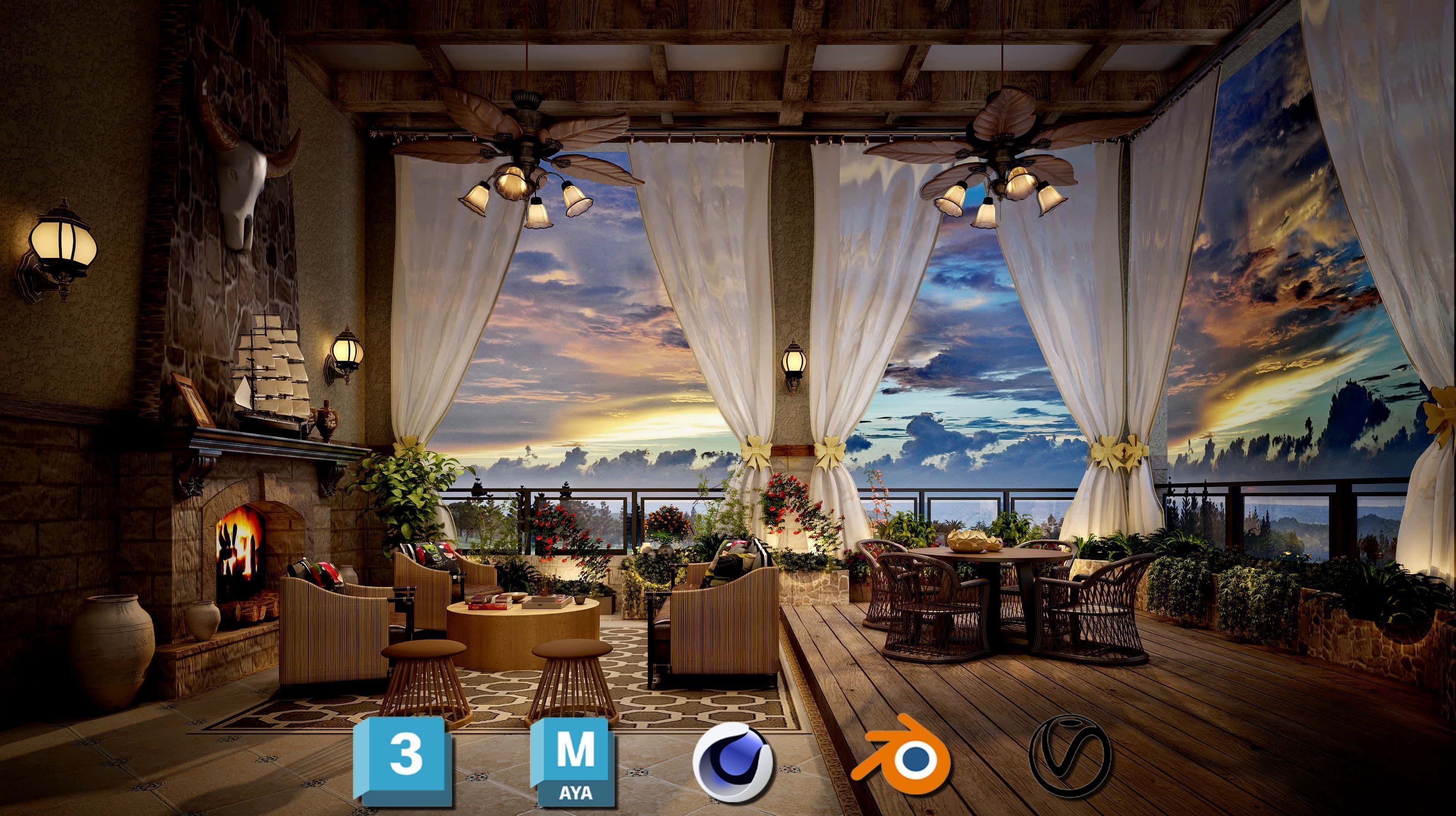 Photorealistic Balcony Garden Kit PBR Textures Modular 3D Models Low-poly 3D model_13