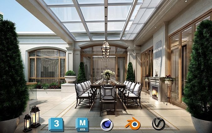 Photorealistic Balcony Garden Kit PBR Textures Modular 3D Models Low-poly 3D model 3